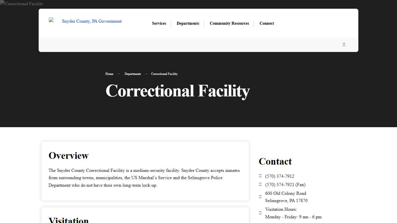 Correctional Facility – Snyder County, PA Government